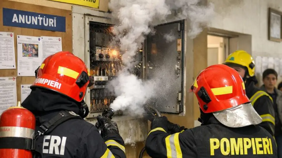Incendiu la un liceu din Chișinău. Flăcările au cuprins un panou electric
