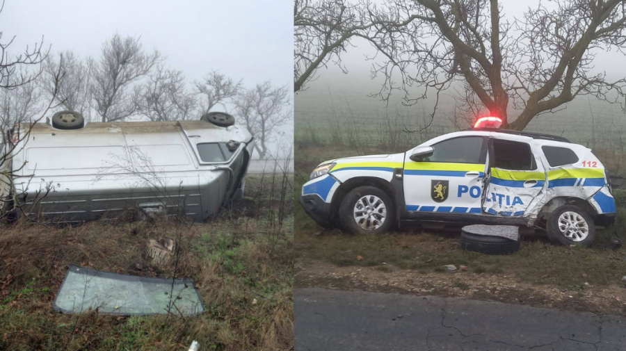 Detalii despre accidentul de la Ceadîr-Lunga: Microbuzul a ieșit pe contrasens și a tamponat Poliția