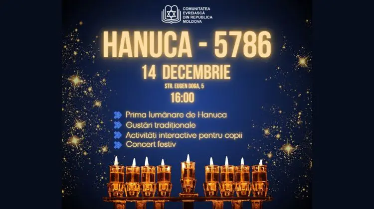 Festivalul Luminii – Hanuca 2025: sărbătoare publică pe strada pietonală din Chișinău