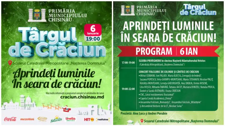 „Aprindeți luminile în seara de Crăciun!”. Concert de colinde pe 6 ianuarie, în scuarul Catedralei Mitropolitane