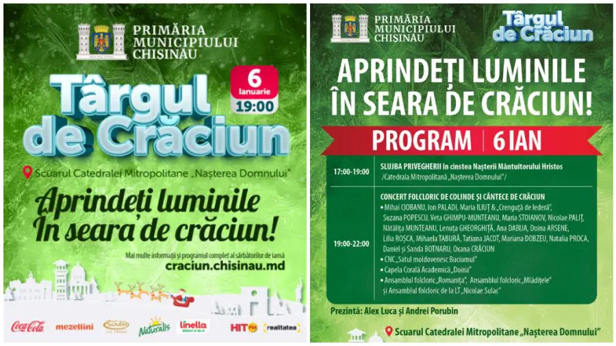 „Aprindeți luminile în seara de Crăciun!”. Concert de colinde pe 6 ianuarie, în scuarul Catedralei Mitropolitane
