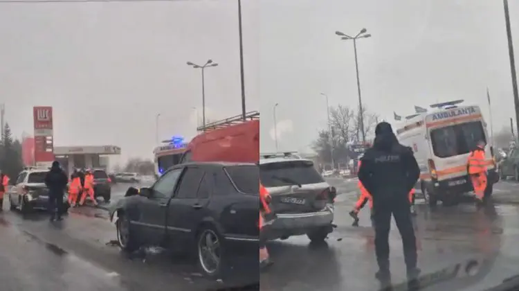 VIDEO Impact puternic pe strada Calea Orheiului: Un șofer a fost dus la urgență