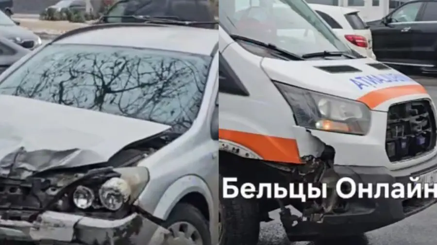 O ambulanță a fost lovită de un șofer neatent în Bălți. Imagini VIDEO de la fața locului