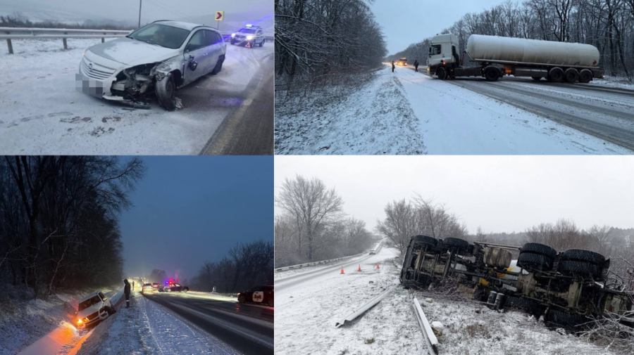 Conduceți prudent! Mai multe accidente s-au produs pe traseele naționale. Au derapat camioane și s-au inversat mașini