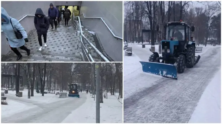 Se circulă în condiții de iarnă în capitală. Serviciile municipale sunt mobilizate, traficul se desfășoară fără blocaje