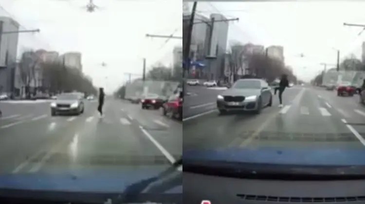 VIDEO cu un BMW care nu cedează trecerea unui pieton. Șoferul, găsit și amendat