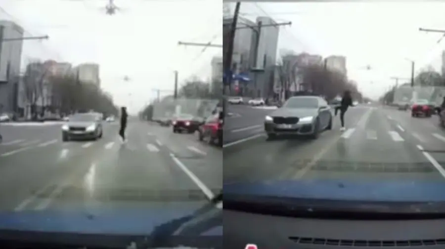 VIDEO cu un BMW care nu cedează trecerea unui pieton. Șoferul, găsit și amendat