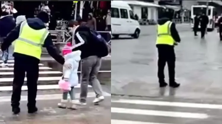 VIDEO Polițiștii ajută pietonii și presară sare pe drumuri