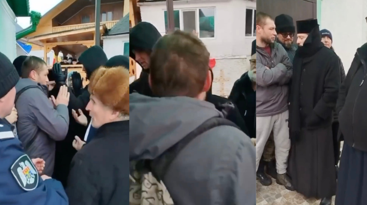 VIDEO Îmbrânceli și acuzații, de dragul lui Dumnezeu, la Dereneu. Creștinii nu pot împărți biserica între Mitropolii