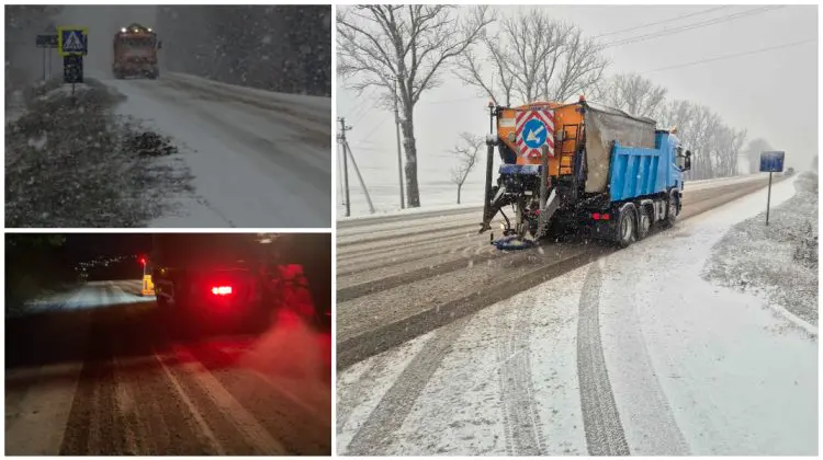 Drumarii, la datorie pe parcursul nopții în nordul, centrul și sudul țării. Traficul se desfășoară în condiții de iarnă