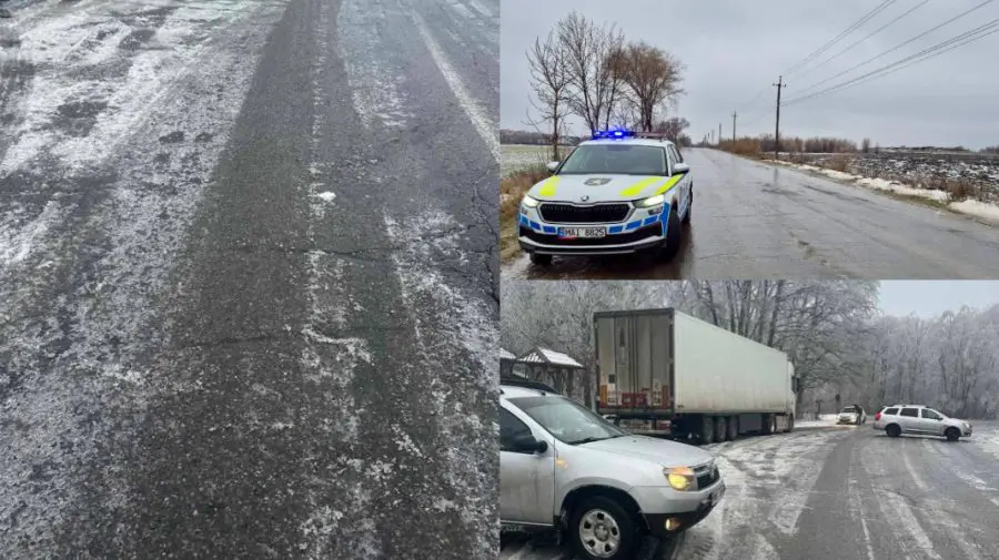 FOTO, VIDEO Ghețușul paralizează traficul: Circulația pe mai multe drumuri, sistată