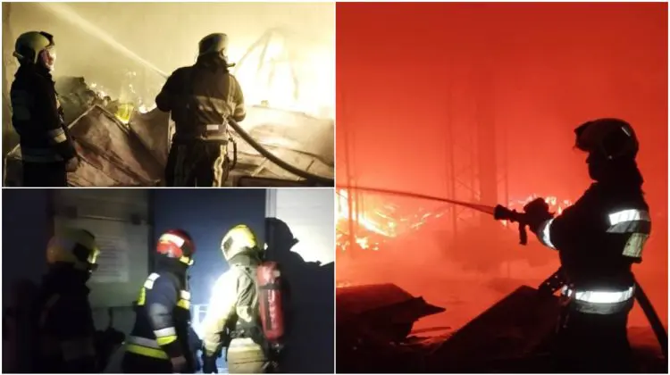 VIDEO Incendiu de proporții într-un depozit din capitală. Zeci de pompieri au intervenit pe strada Mihai Viteazul