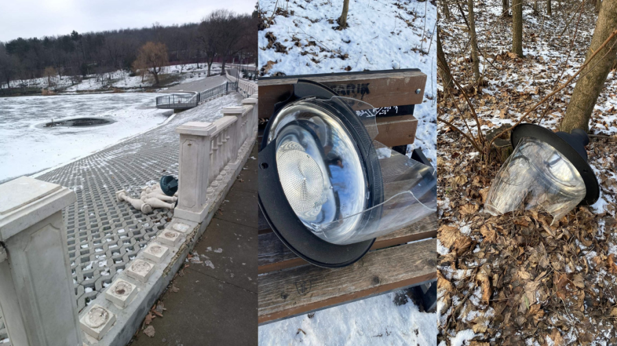 FOTO Noul an a început cu vandalism în Capitală: Gard stricat și felinare sparte în Parcul Rîșcani
