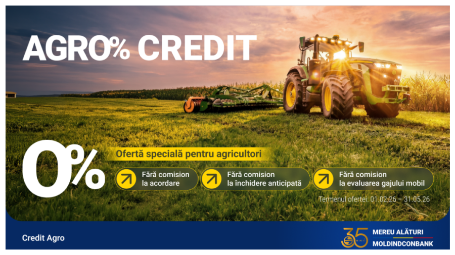 Trei de ZERO pentru un start bun în agricultură: oferta AGRO de la Moldindconbank