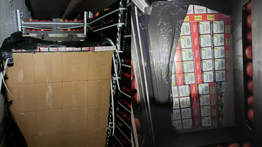 Captură uriașă la Sculeni: 5,5 milioane de țigarete ascunse printre mere într-un camion