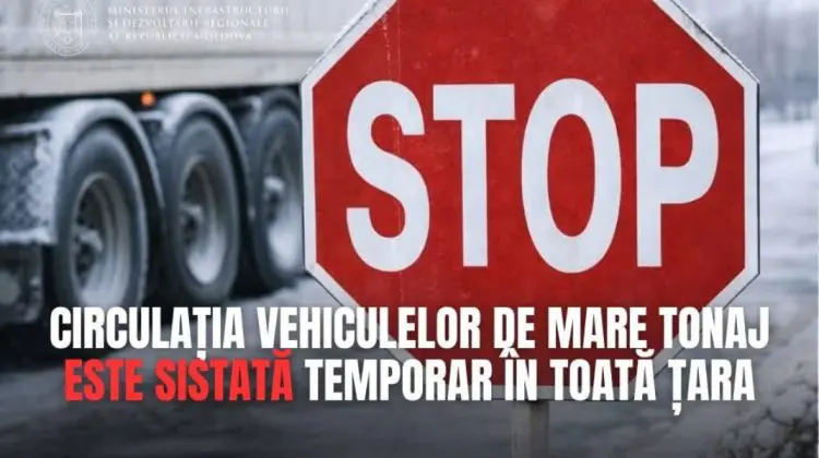 Camioanele de mare tonaj, interzis să circule în toată țara din cauza condițiilor meteo
