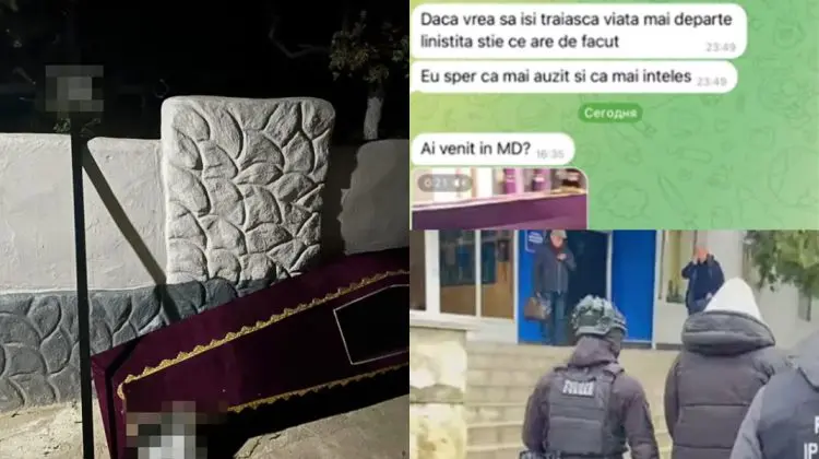 VIDEO Capac de sicriu și cruce cu presupusa dată a decesului la Căușeni: 8 persoane, documentate pentru șantaj