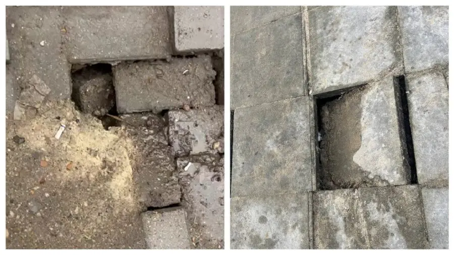 MARTOR OCULAR Trotuarele din Chișinău, afectate după topirea zăpezii: dale sărite și goluri sub plite