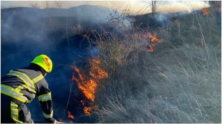 A încercat să stingă focul singur și a ajuns la spital. Incendiu de vegetație uscată în raionul Glodeni