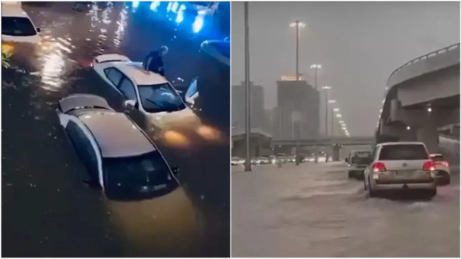 VIDEO Ploi torențiale au inundat Dubaiul. Trafic dat peste cap și mașini abandonate pe străzi