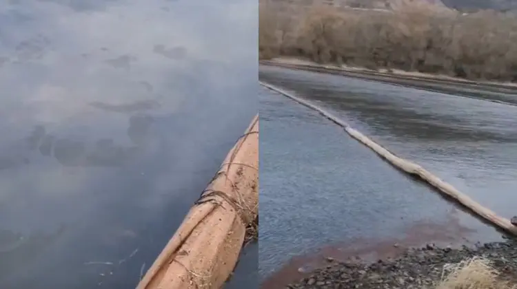 VIDEO 20 de baraje absorbante, folosite pentru a limita răspândirea produselor petroliere pe Nistru
