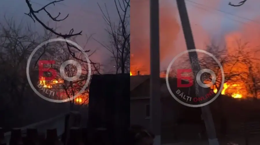VIDEO Panică la Bălți: Incendiu puternic de vegetație; flăcările se apropiau de casele oamenilor