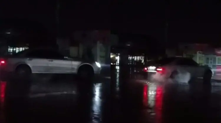 VIDEO Șofer prins făcând drifturi pe stradă, chiar sub ochii carabinierilor