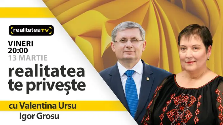 Igor Grosu la „Realitatea te privește”: Interviul cu președintele Parlamentului, vineri de la ora 20:00