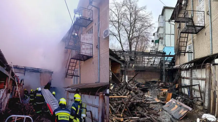 Incendiu puternic în Bălți: Pompierii au prevenit extinderea focului spre un bloc de locuit
