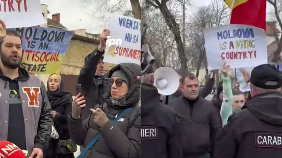 VIDEO Protest la Palatul Republicii în timpul conferinței europene: „Jos dictatura”