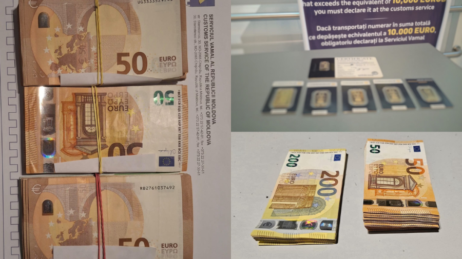 Lingouri de aur și valută nedeclarată, depistate la Aeroportul Internațional Chișinău