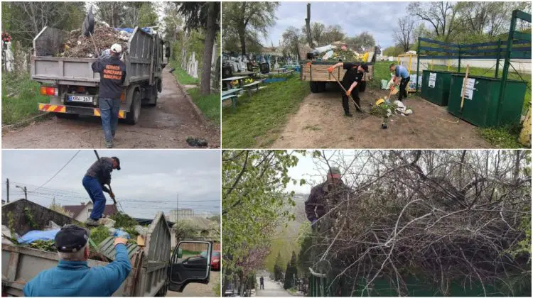 Lucrările de salubrizare continuă în cele 10 cimitire din Chișinău. Zeci de muncitori, mobilizați înainte de Blajini