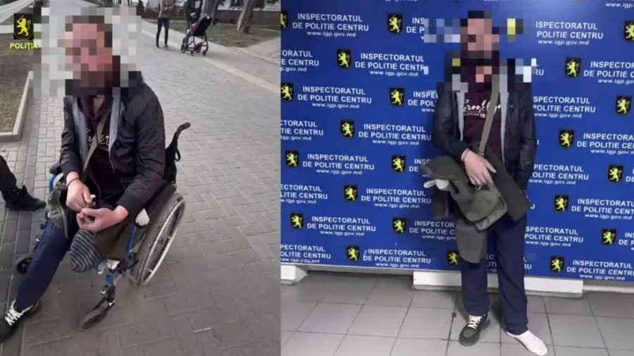 Un bărbat care se prefăcea bolnav cerșea în centrul Capitalei. Polițiștii l-au prins în flagrant