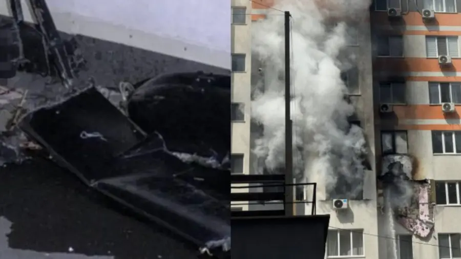 VIDEO Obiectul asemănător unei drone a căzut pe același bloc de la Telecentru unde a avut loc recent un incendiu