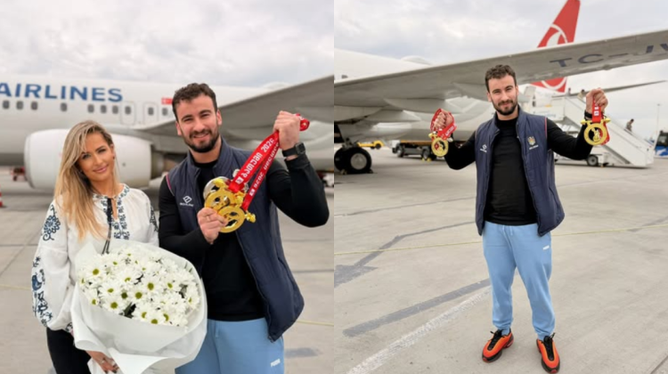 Marin Robu a revenit în țară după cucerirea medaliei de aur și stabilirea unui record european la haltere