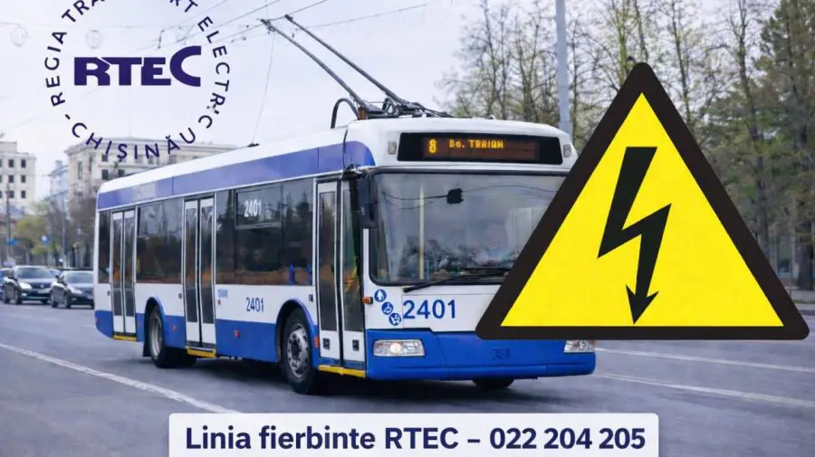 Trafic dat peste cap la Telecentru. Mai multe troleibuze staționează din cauza unui deranjament la rețeaua de contact