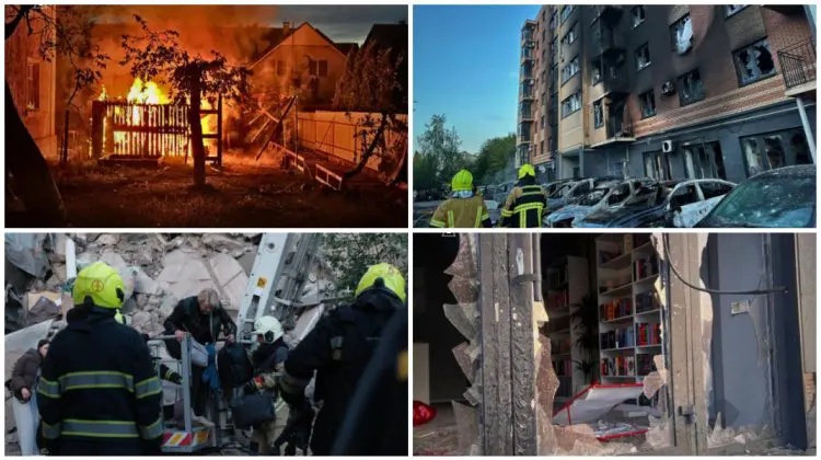Un mort și zeci de răniți după atacul rușilor asupra Kievului. Salvatorii caută oameni sub dărâmăturile unui bloc