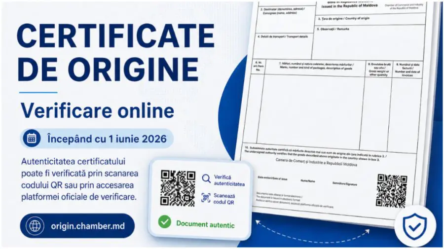 Certificatele de origine vor putea fi verificate online în Moldova. Camera de Comerț lansează un nou sistem digital
