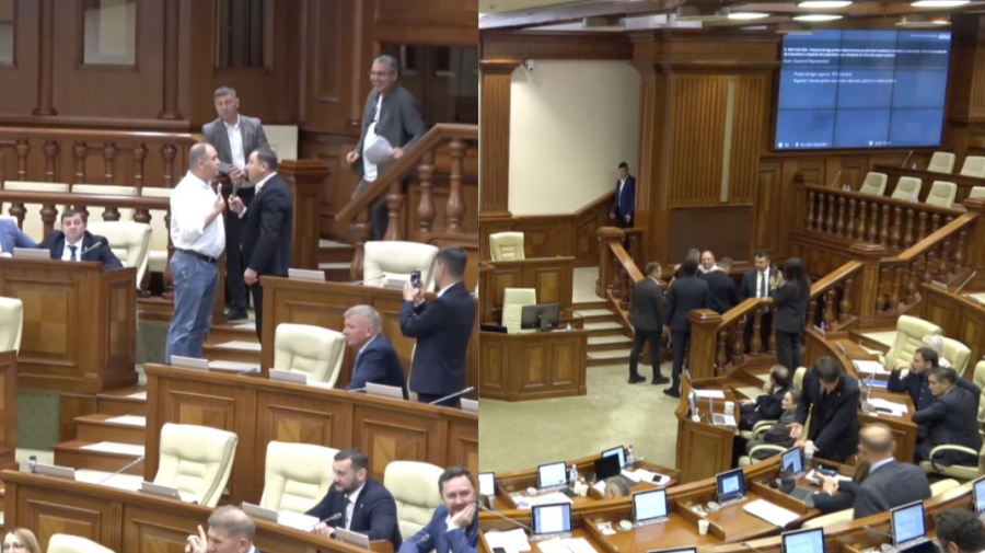 VIDEO Scandal și îmbrânceli în Parlament. Ion Ceban, scos forțat din sala Legislativului