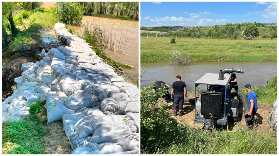 Salvatorii intensifică lucrările anti-inundații în mai multe raioane: Diguri consolidate și apă evacuată controlat