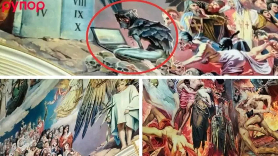 Scandal în jurul unei picturi cu un diavol la laptop de pe o catedrală din Chișinău. Artistul explică