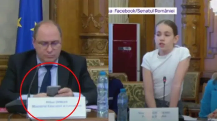 Cum explică ministrul educației din România momentul în care se uita în telefon în timp ce o elevă îi vorbea