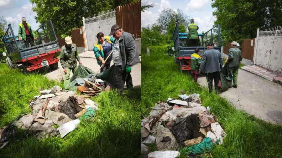 FOTO Intervenție de curățare în Chișinău: O gunoiște ilegală improvizată, lichidată de muncitori