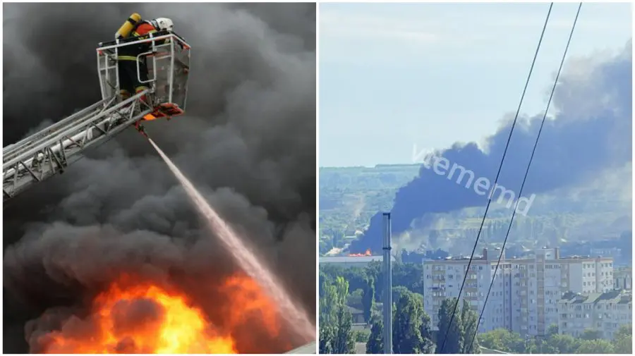 FOTO Incendiul de la Ciocana a fost localizat de IGSU la ora 12:07. 90 de pompieri continuă intervenția