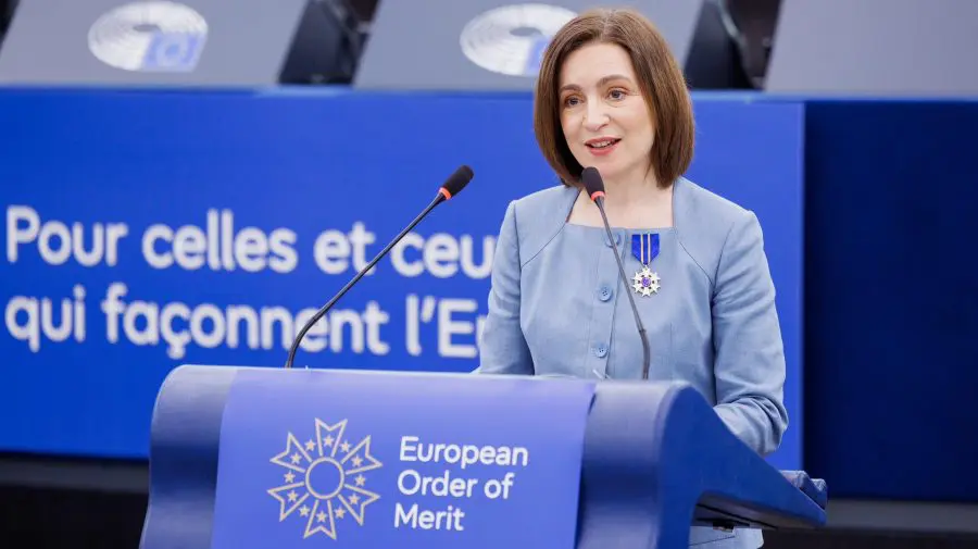 VIDEO Maia Sandu, după decorarea cu Ordinul European de Merit: Distincția aparține oamenilor din Moldova