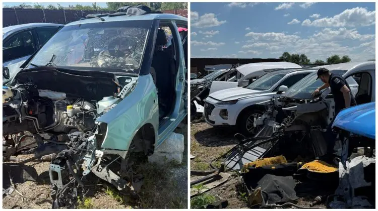 Mașini cu termenul de ședere expirat, găsite dezmembrate într-un service din Chetrosu