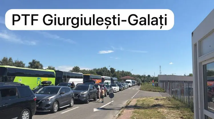Trafic intens la postul vamal Giurgiulești–Galați: coloane de mașini pe sensul de ieșire din țară
