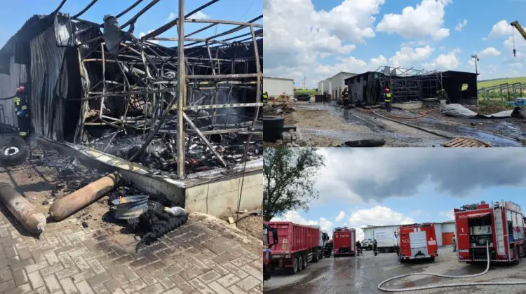 FOTO Incendiul de la Ciocana: Flăcările au distrus circa 150 m2 din depozit și s-au produs patru explozii