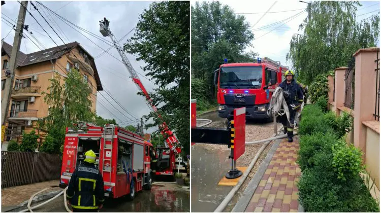 Incendiu la mansarda unui bloc din Chișinău. Mai mulți locatari, inclusiv copii, au fost evacuați