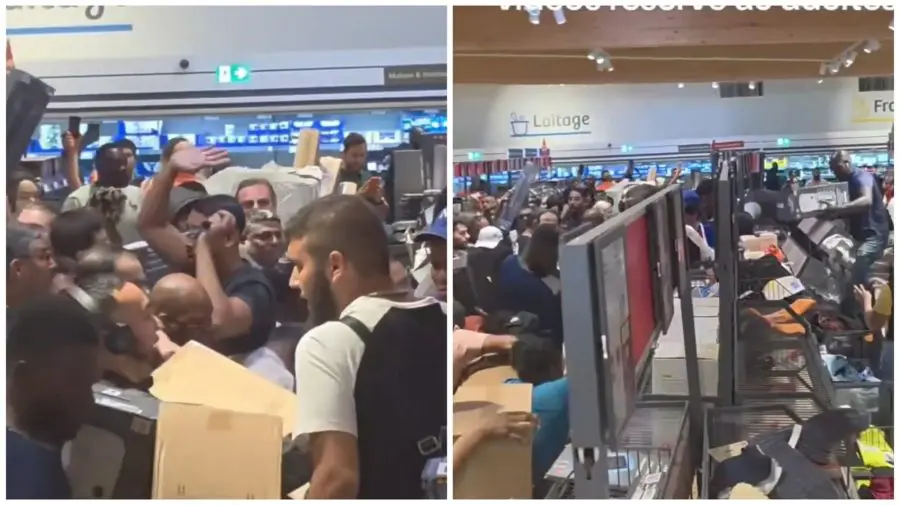 VIDEO Haos în Franța: sute de oameni s-au luat la bătaie pentru ventilatoare și aparate de aer condiționat